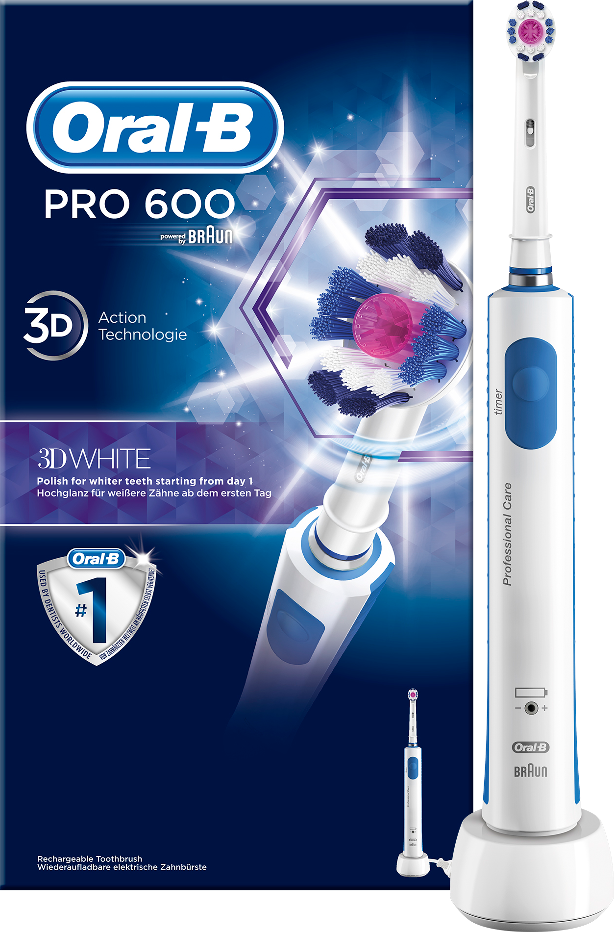 ORAL-B Pro600 3D White elektromos fogkefe fejjel