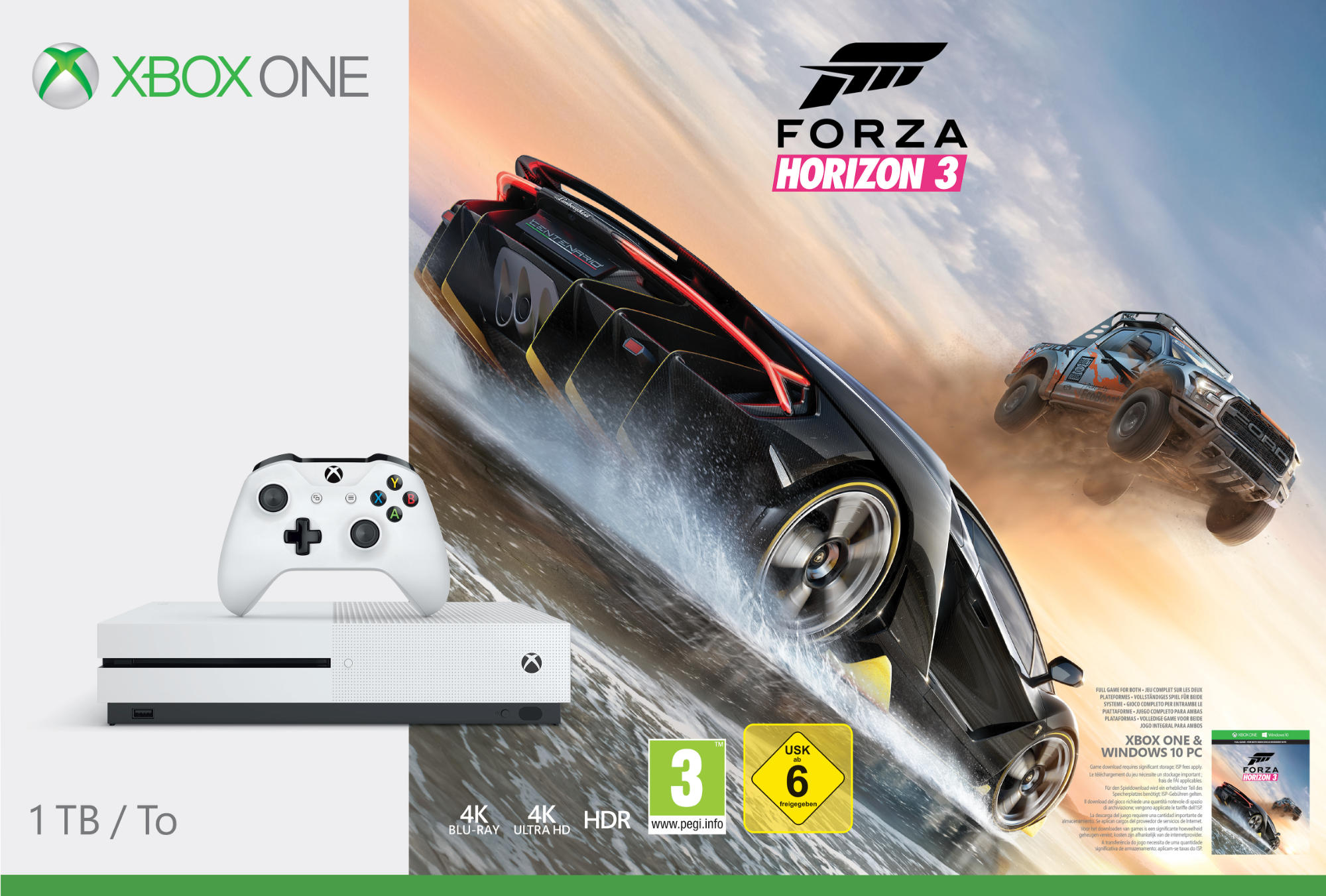 MICROSOFT Xbox One S 1TB Konsole - Forza Horizon 3 Bundle
