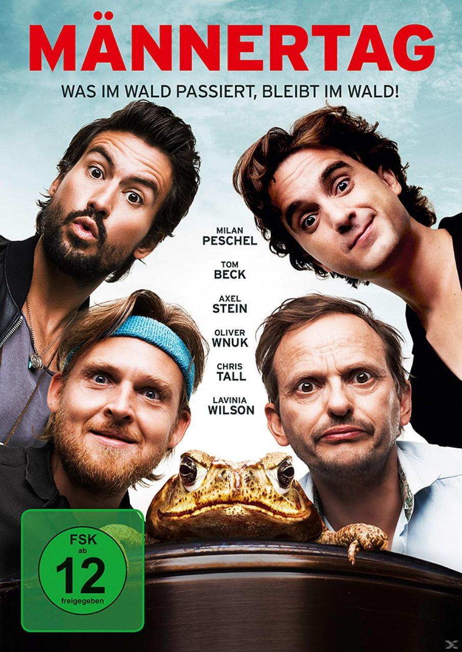 Filmcover mit vier Männern, einer mit einem Frosch auf dem Kopf, und Text.