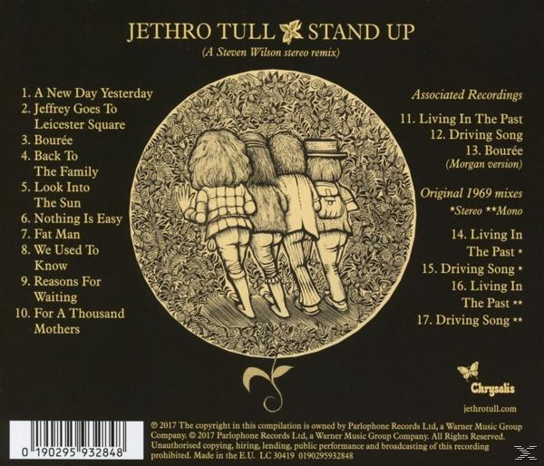 Jethro Tull Album-Rückseite. Ein schwarzer Hintergrund mit Titelliste und Bildern der Bandmitglieder in einem Kreis.