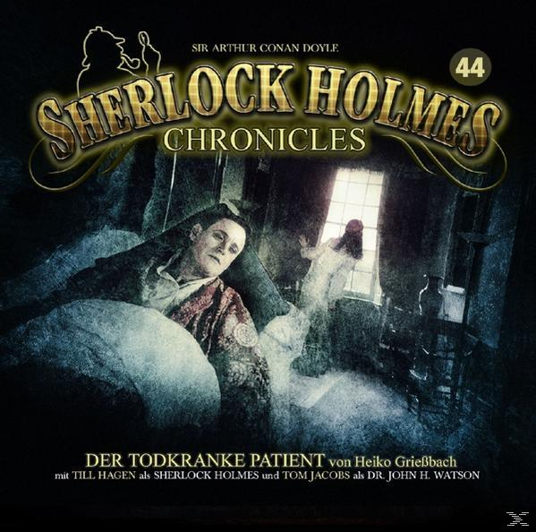 Sherlock Holmes Hörspiel-Cover, mit Mann im Bett und Geist.