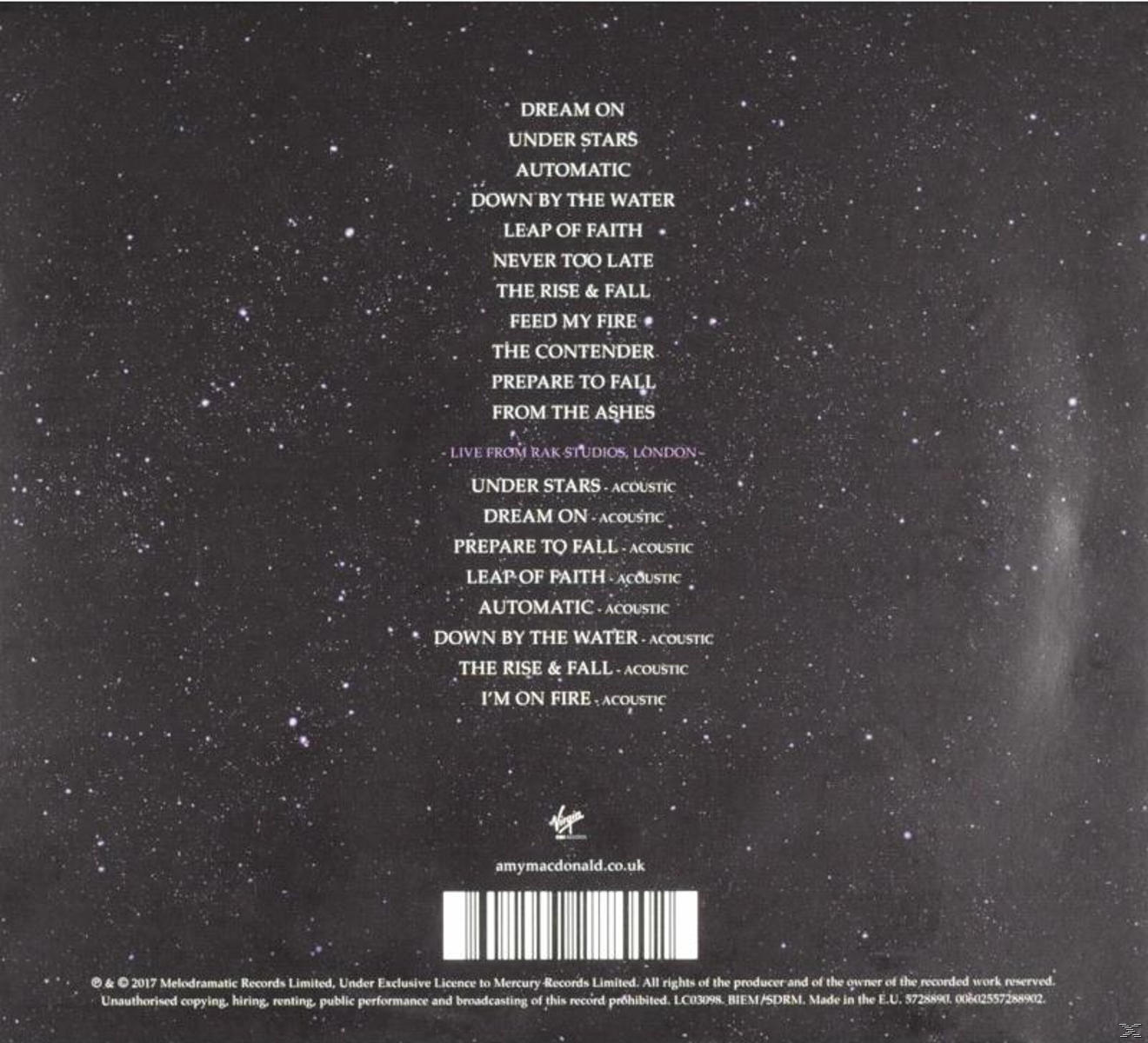CD-Rückseite mit Sternenhimmel-Hintergrund und Trackliste. Der Titel ist in weißem Text gehalten.