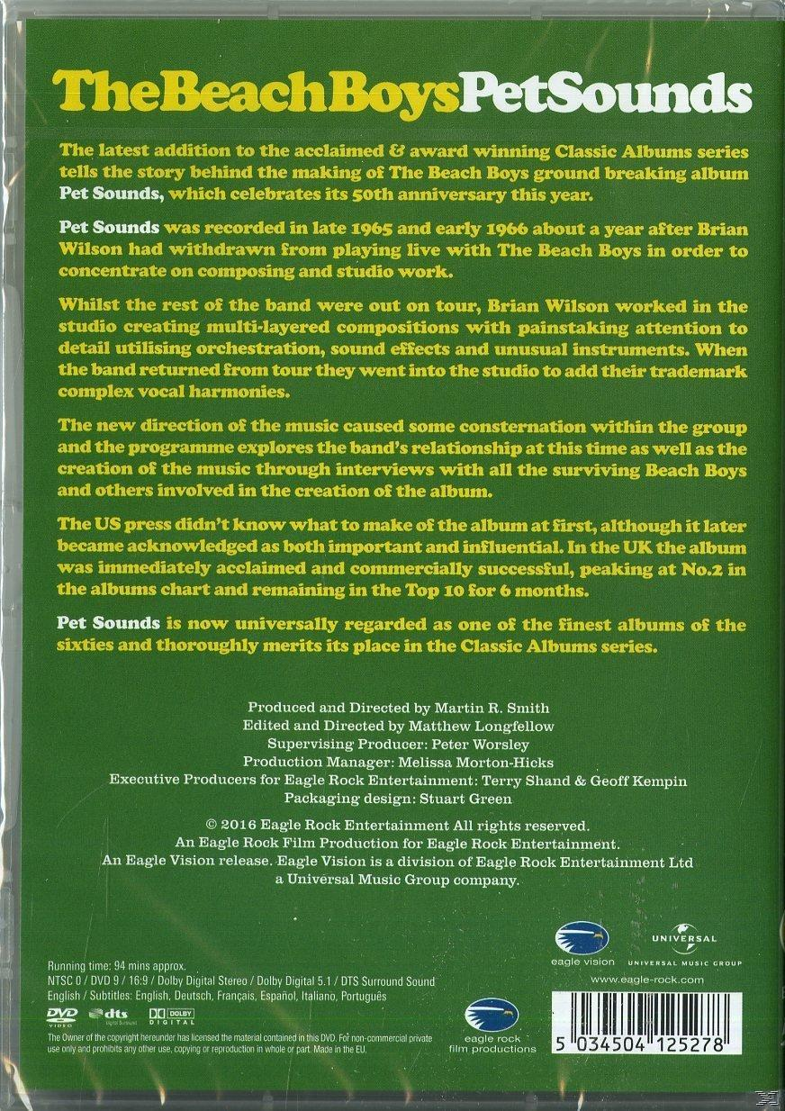 The Beach Boys Pet Sounds CD cover. Text on green background, with a photo of the band.