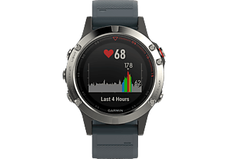 GARMIN fenix 5 - Smart Watch (Silikon, Silber/Blau)