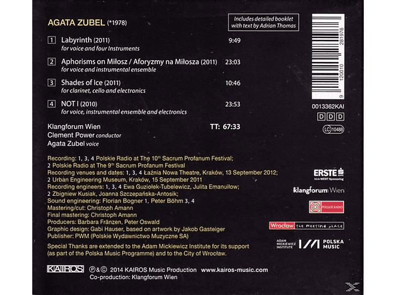 Thumbnail - Agata Zubel, Klangforum Wien - Not I (CD)