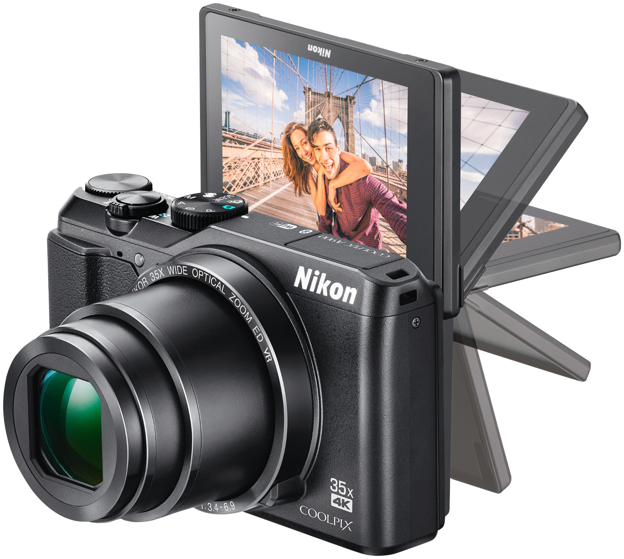 Cámara - Nikon Coolpix A900, 20.3 Mpx, Grabación 4K UHD, SnapBridge, Negro