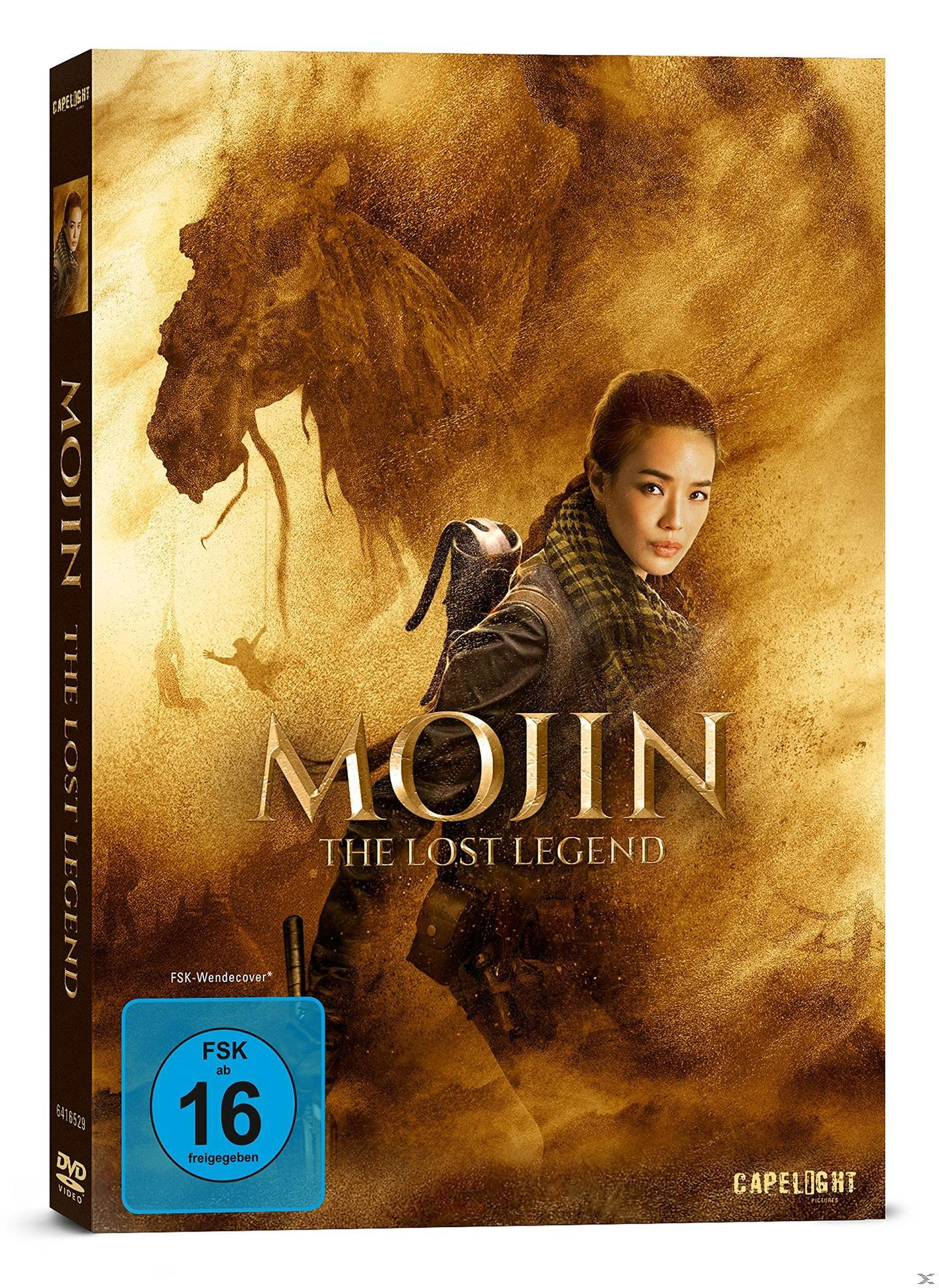 DVD-Cover für "Mojin: The Lost Legend". Eine Frau steht, ein sandsturmähnlicher Hintergrund, Titeltext.