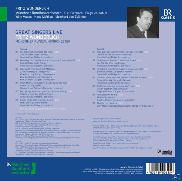 FRITZ - WUNDERLICH Fritz/münchner (Vinyl) LIVE: Wunderlich Rundfunkorchester/+ GREAT SINGERS -