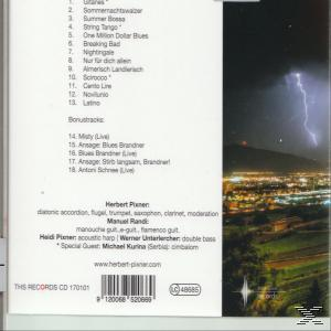 CD-Cover mit Text und einem Blitzeinschlag über einer Stadt bei Nacht. Künstler Herbert Pixner.