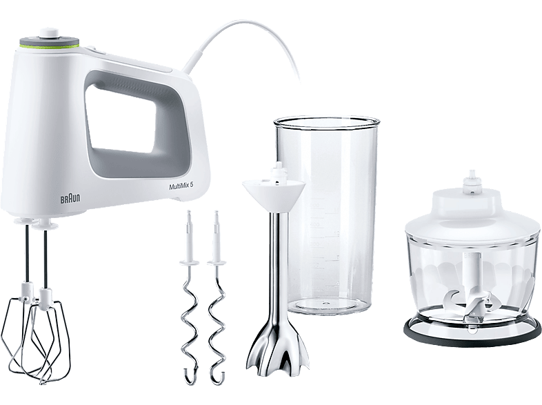 Braun Multi Mix 5 HM 5137 WH Handmixer (Weiß, 750 Watt, 600 ml (Mix- und Messbecher), 500 ml (Universalzerkleinerer) l)