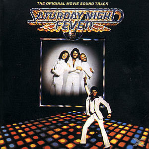 Saturday Night Fever Albumcover mit tanzenden Menschen und Discolichtern.