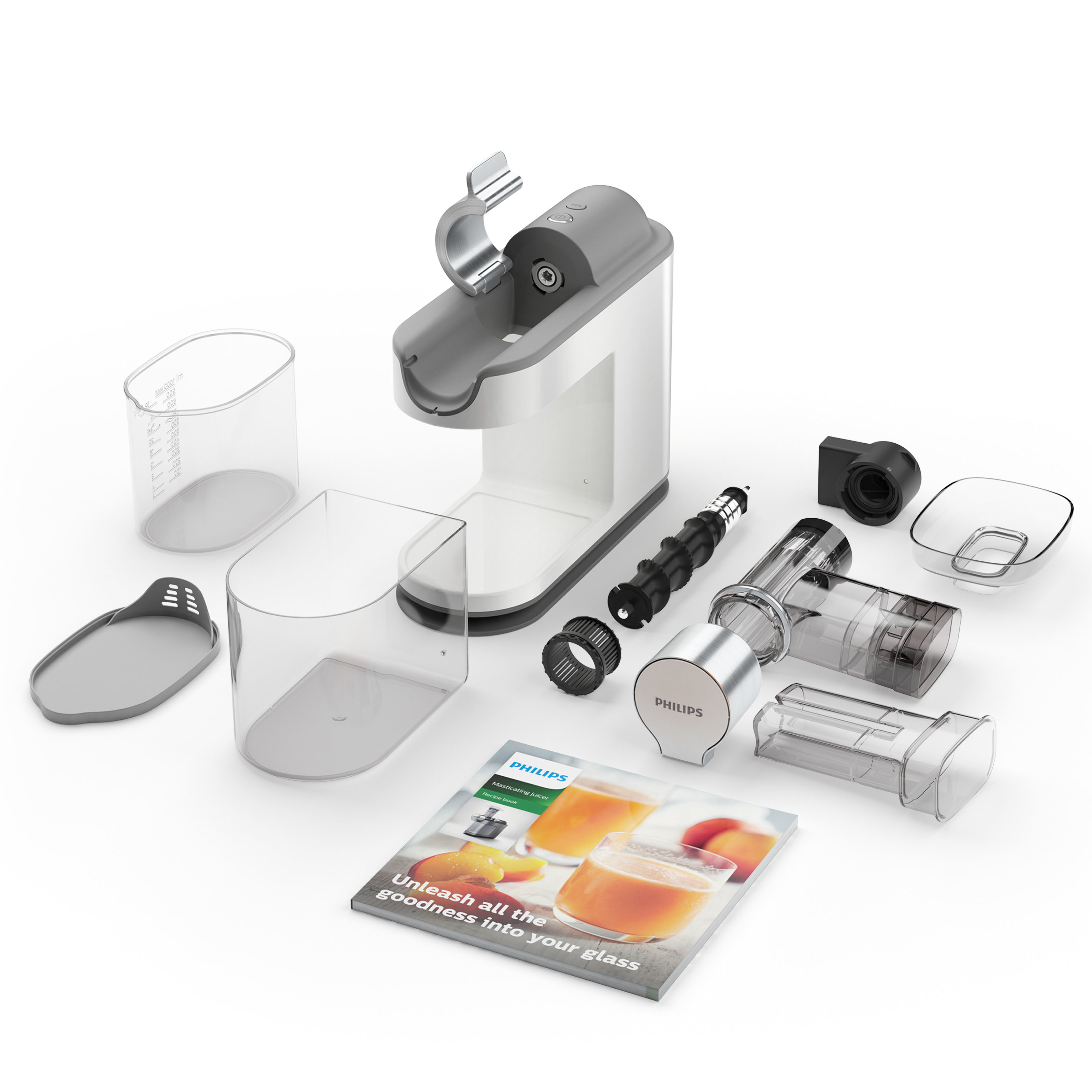 PHILIPS HR1945/80 Slow Juicer 200 Watt, Weiß/Grau