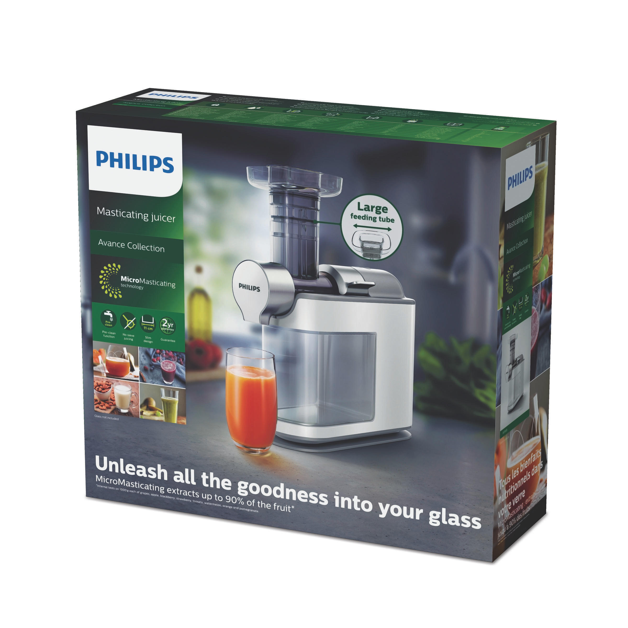 PHILIPS HR1945/80 Slow Juicer 200 Watt, Weiß/Grau