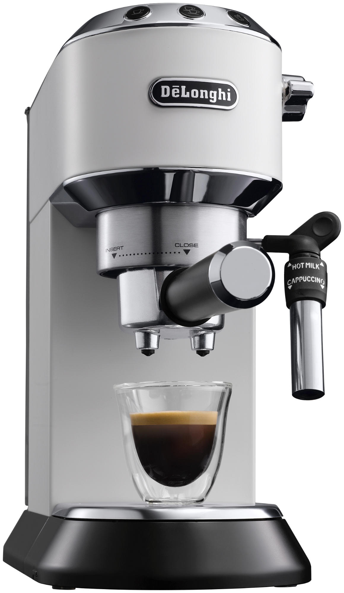 Cafetera express - De Longhi EC Dedica 685.W, Bomba de presión Thermoblock, 1350 W, Blanco