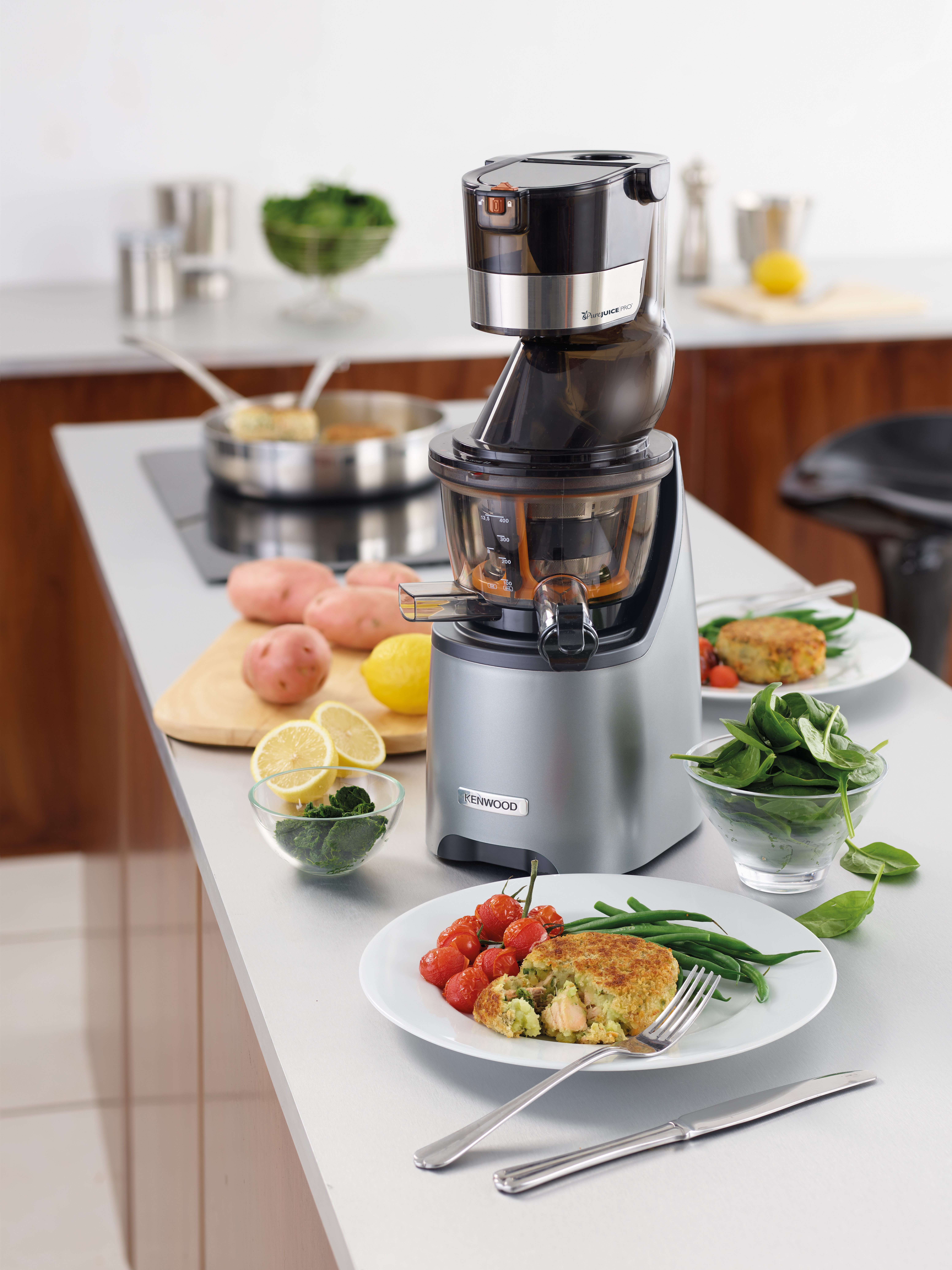 KENWOOD PureJuice Pro JMP800 SI Slow Juicer 240 Watt, Silber/Schwarz