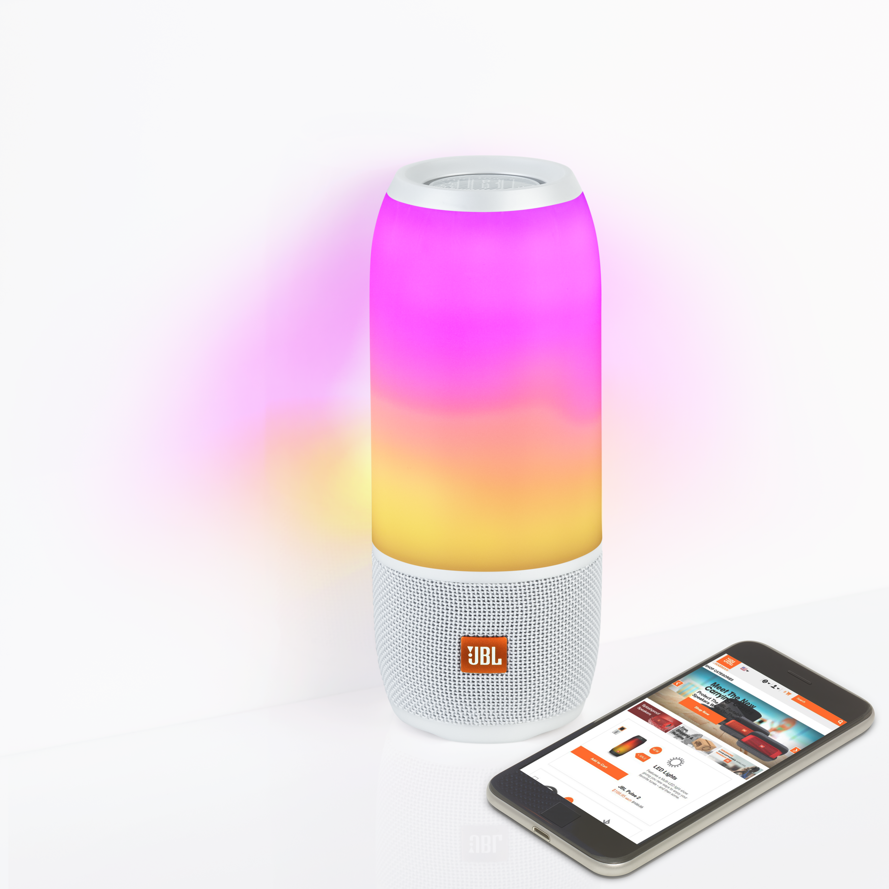 JBL Pulse 3 Bluetooth Lautsprecher, Weiß/Mehrfarbig