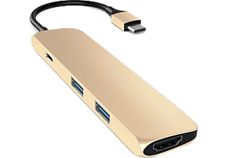 SATECHI Slim USB Type-C MultiPort Adapter med 4K HDMI videoutgång och 2 USB 3.0 portar