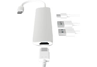 SATECHI Slim USB Type-C MultiPort Adapter med 4K HDMI videoutgång och 2 USB 3.0 portar - Silver