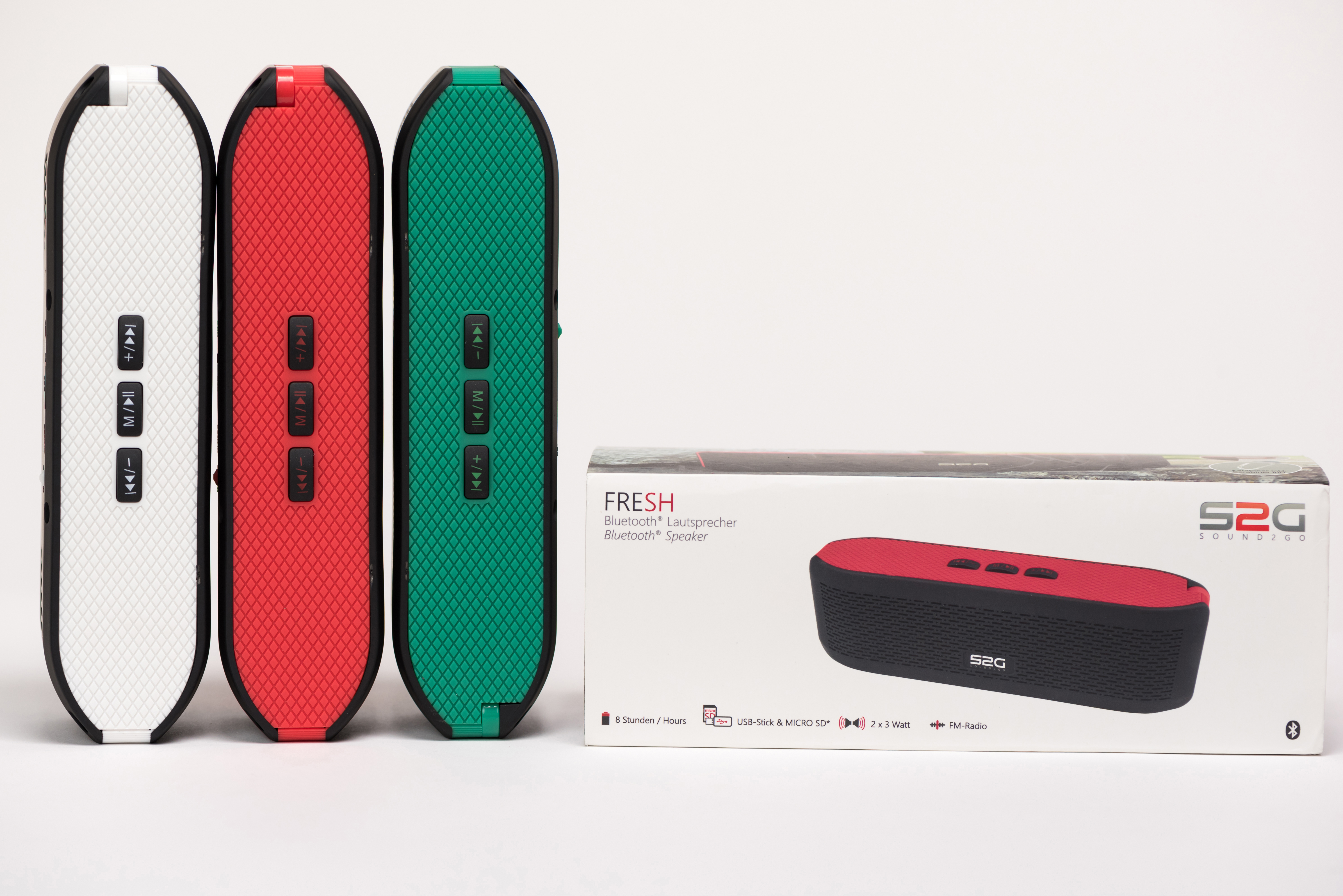 SOUND2GO 10122 Fresh Bluetooth Lautsprecher, Schwarz/Weiß