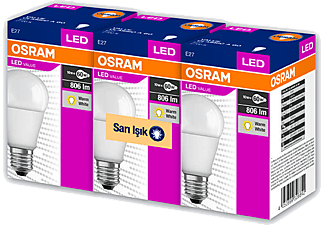 OSRAM 60W Sarı Üçlü Paket Ampul_0