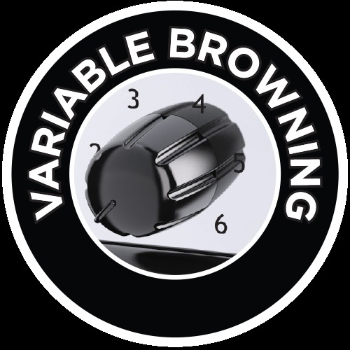 Gros plan d'un cadran avec les mots 'VARIABLE BROWNING' et les chiffres 2-6.