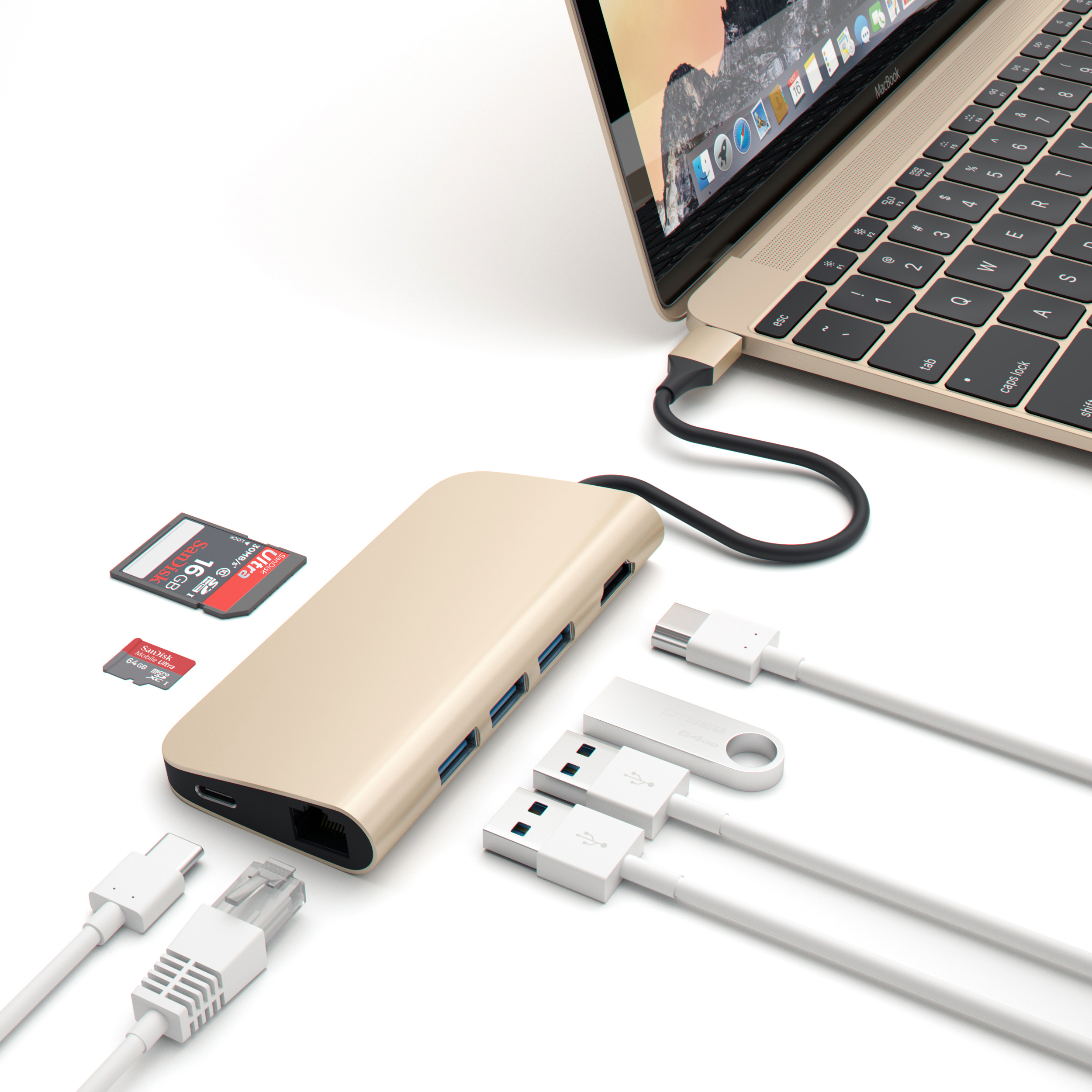 SATECHI ST-TCMAG - USB-C Multiport Hub (Gold/Weiss)