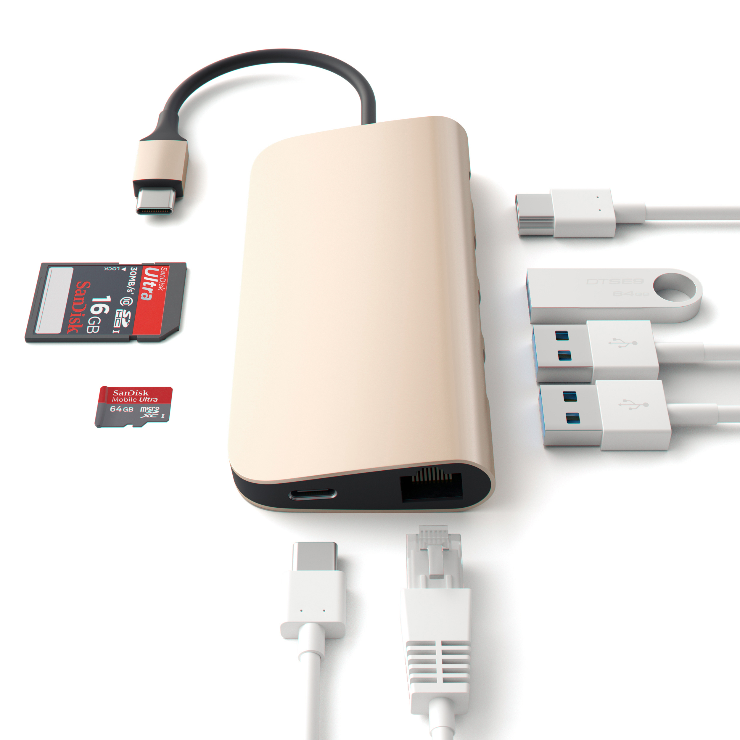 SATECHI ST-TCMAG - USB-C Multiport Hub (Gold/Weiss)
