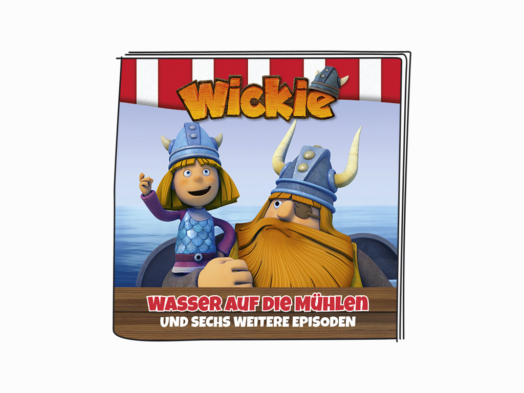 Cartoonbild von Wikingern mit Text 'Wasser auf die Mühlen'.