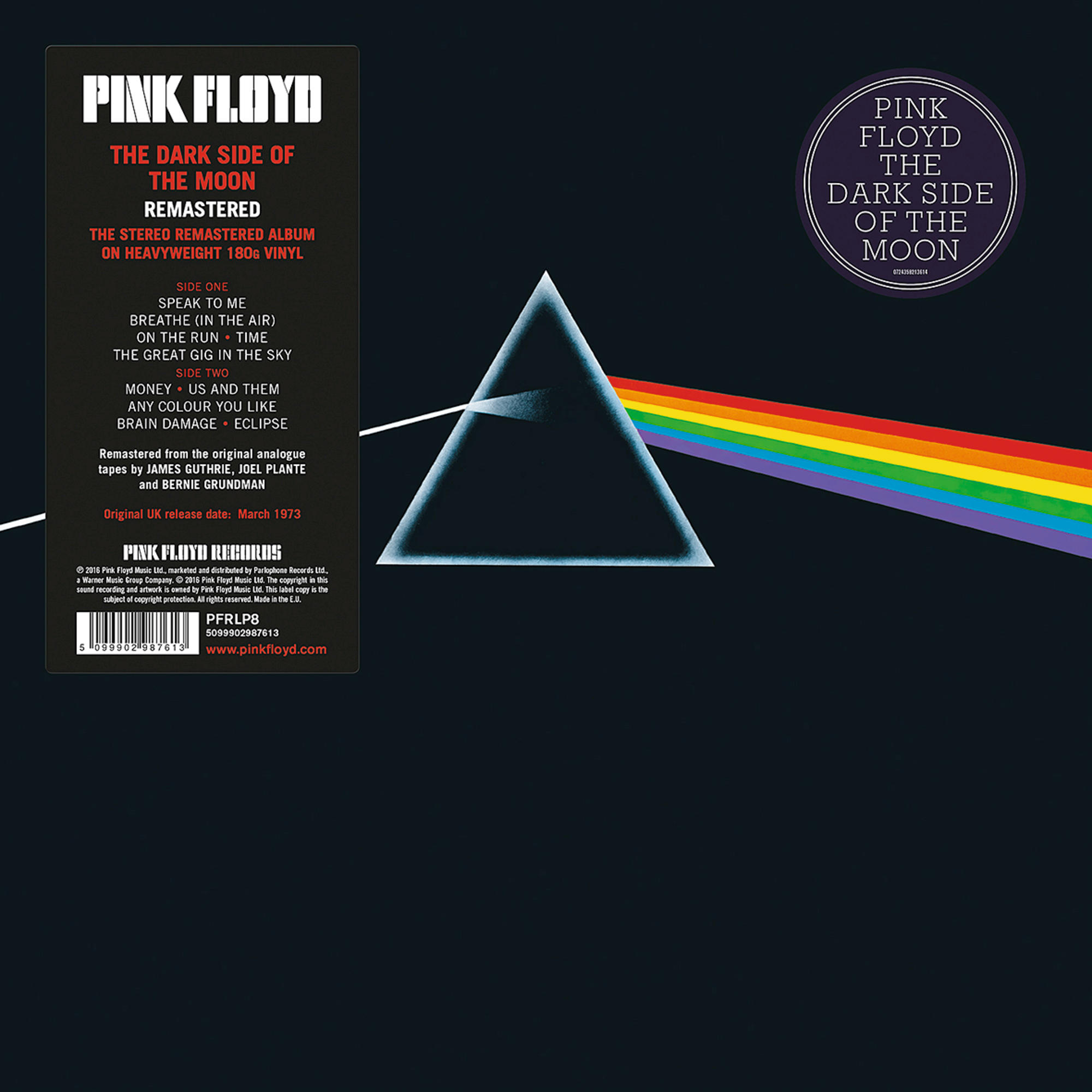 Pochette de l'album de Pink Floyd. Comprend un triangle et un arc-en-ciel.