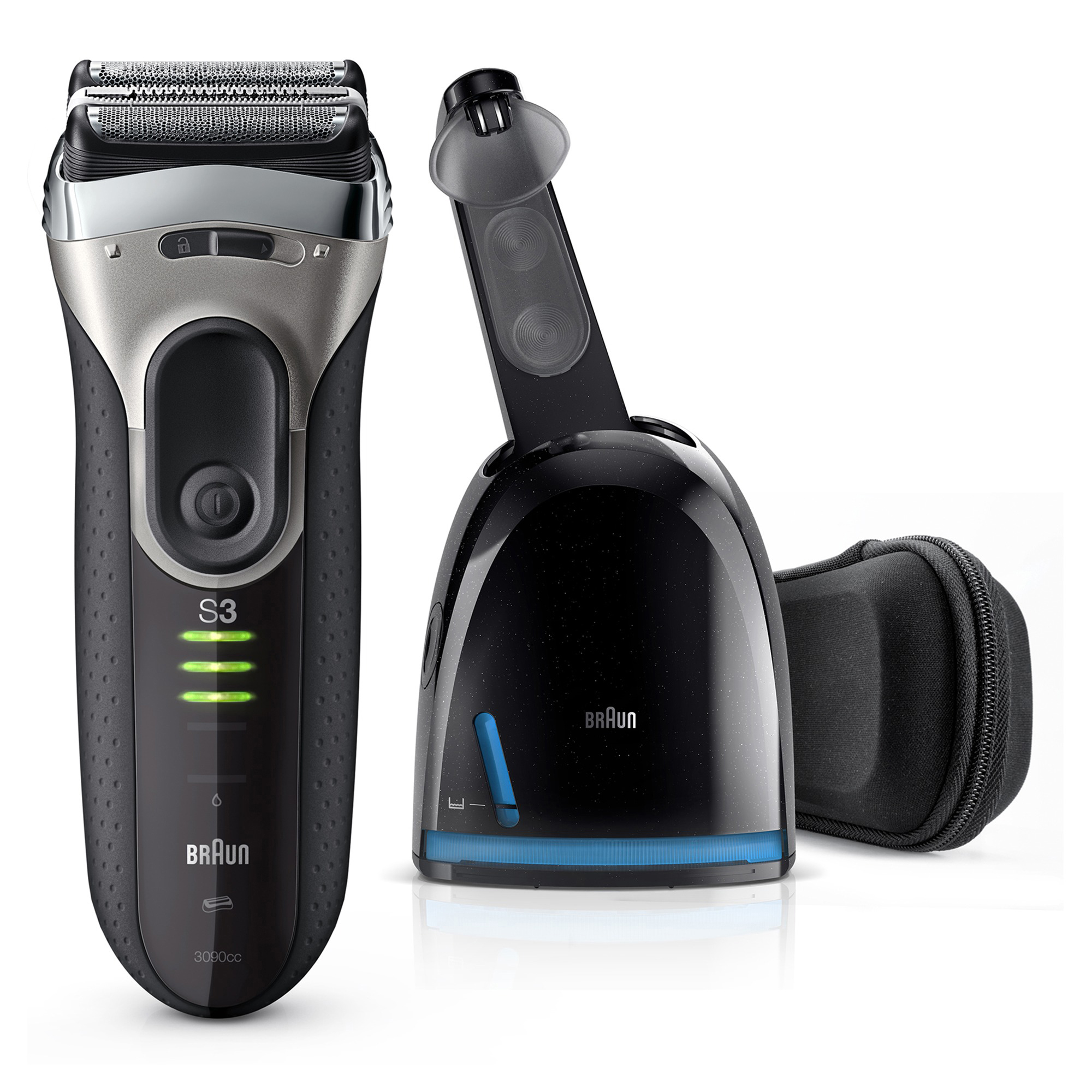 BRAUN Series 3 - 3090cc Rasierer Schwarz/Grau (SensoFoil Scherfolien, Reinigungsstation: Ja)