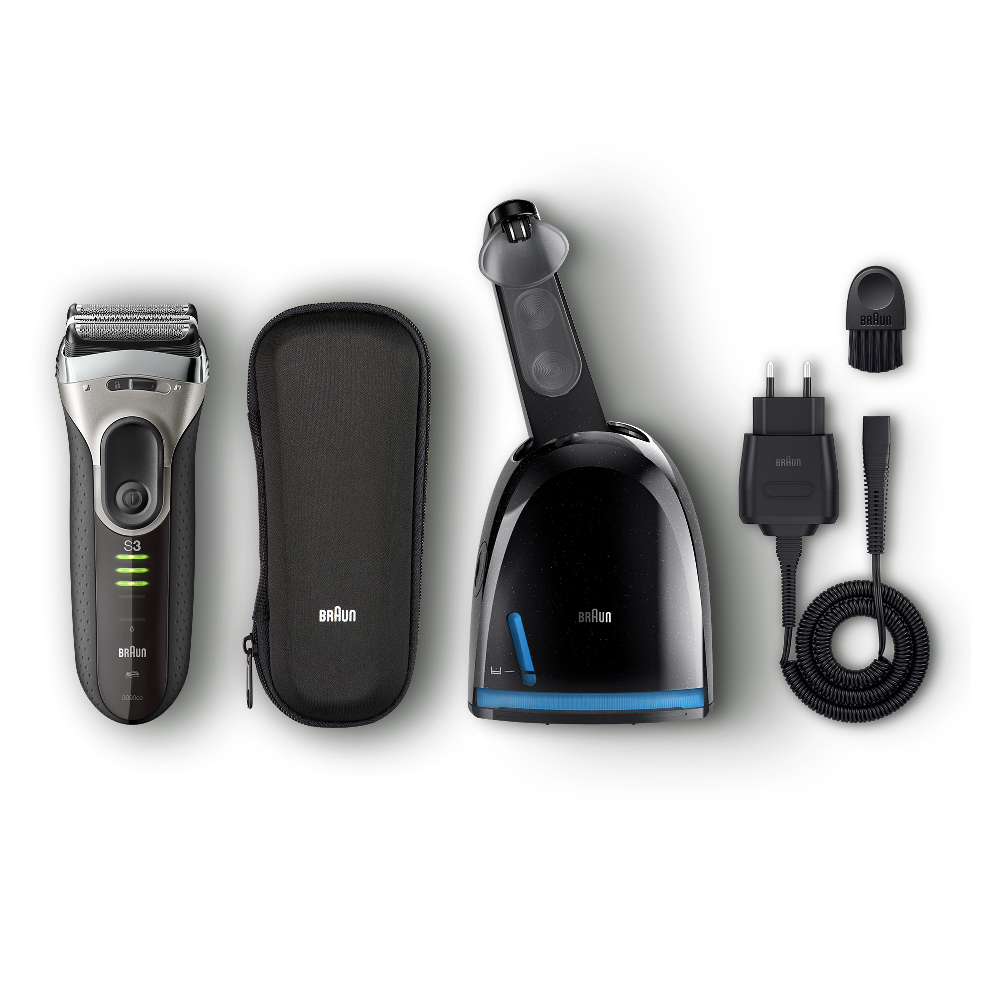 BRAUN Series 3 - 3090cc Rasierer Schwarz/Grau (SensoFoil Scherfolien, Reinigungsstation: Ja)