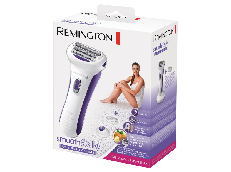 Remington 'smooth & silky' női borotva. Fehér-lila, tartozékokkal és dobozzal.