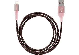 OZAKI Textil pink USB Lightning adatkábel 1m (OT222AGD)
