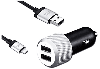 JUST MOBILE dupla USB autós töltő + ligthning spirál kábel (CC178S)