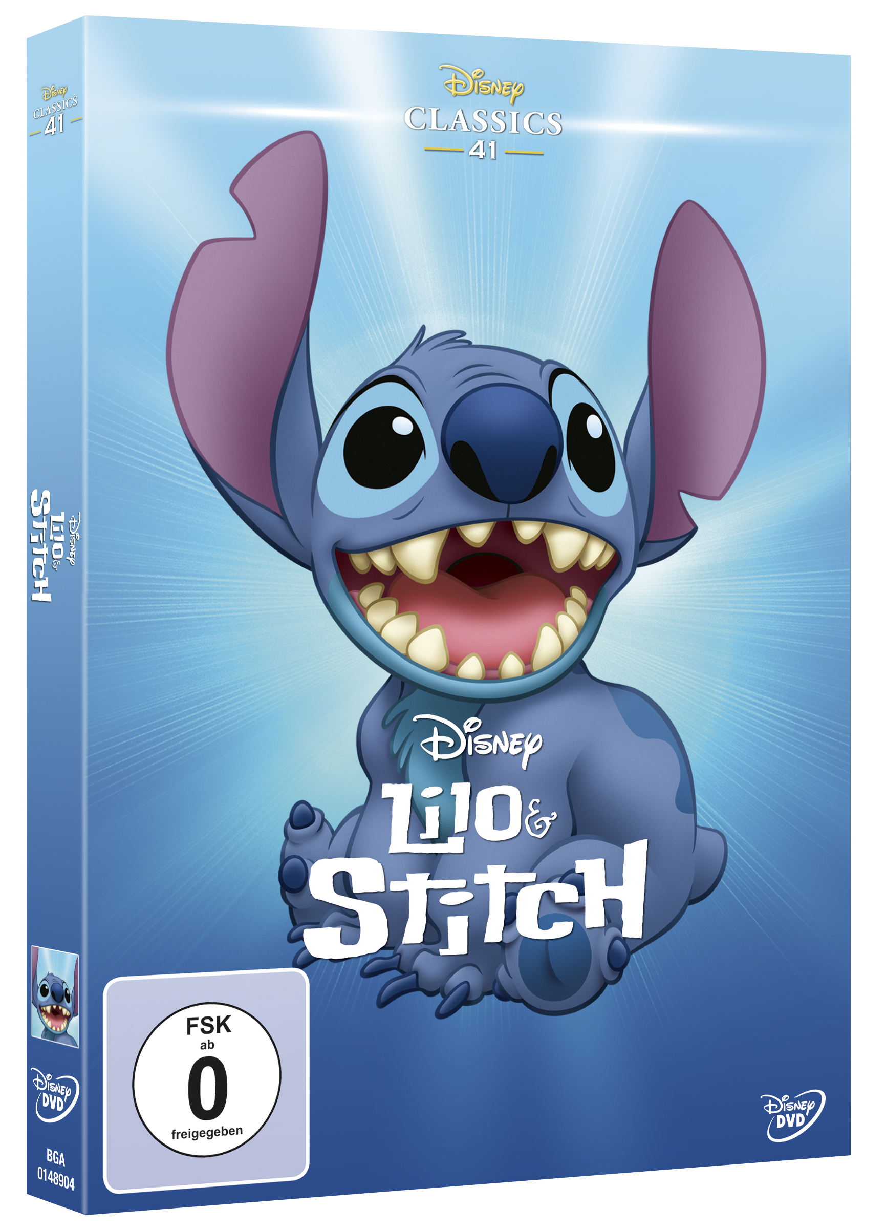 DVD-Cover für "Lilo & Stitch", Disney-Zeichentrickfilm, Stitch ist abgebildet.