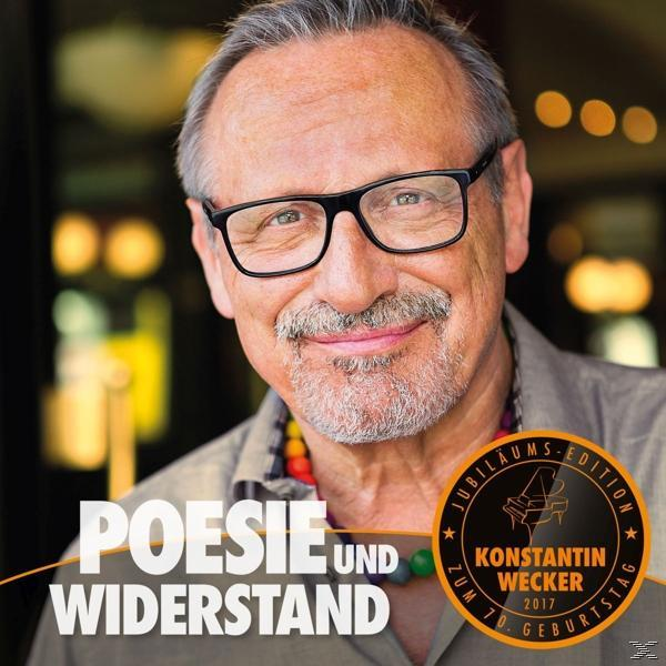 Porträt eines Mannes mit Brille, der Buchtitel lautet 'Poesie und Widerstand', mit einem Logo.