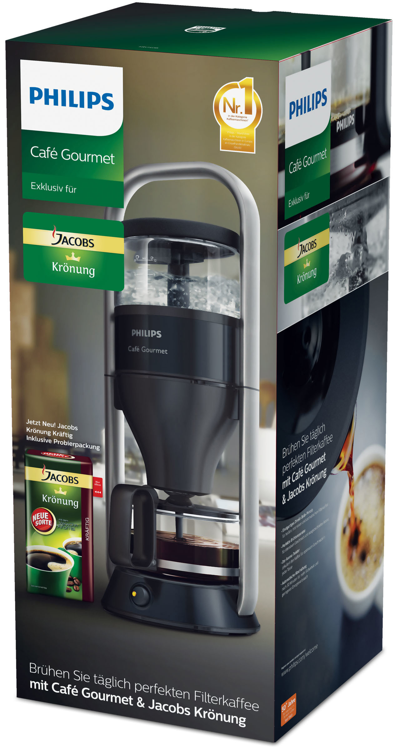 PHILIPS HD5408/29 Café Gourmet Jacobs Edition Kaffeemaschine Schwarz/Silber