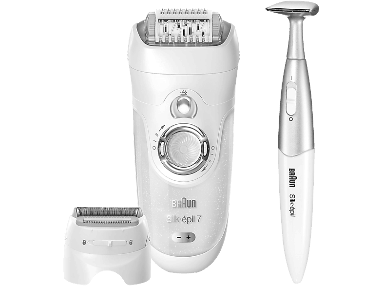 Depiladora - Braun Silk-épil 7 7561, Húmedo y seco, Inalámbrica, 8 accesorios + Recortadora para