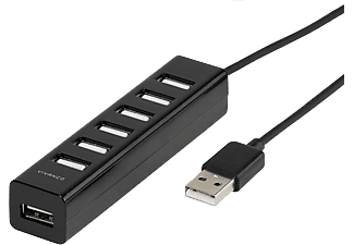 VIVANCO Aktiv 2.0 USB-Hub 7-portar med nätdel - Svart