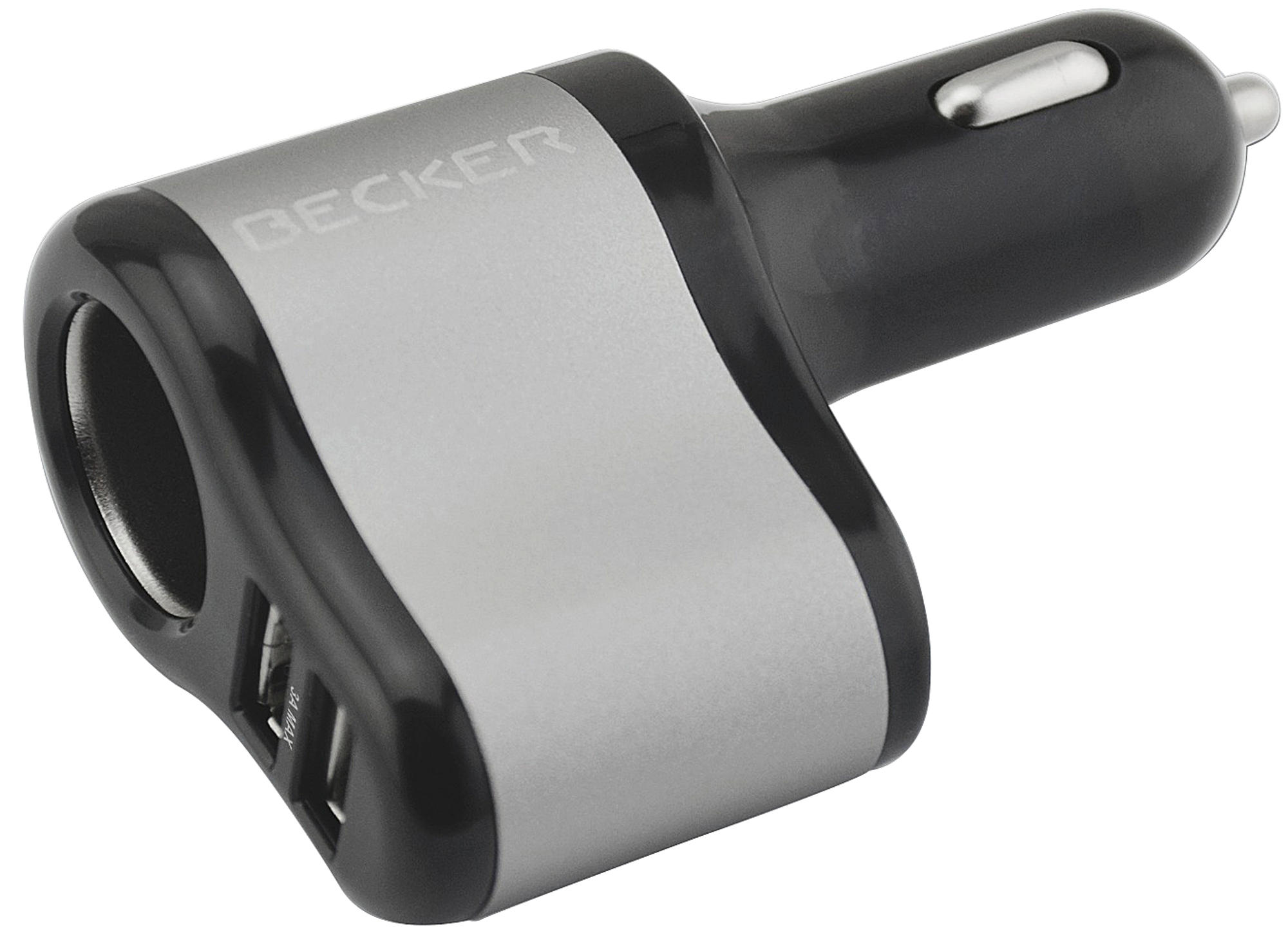 BECKER Multi-Port 12/24 V, Schnelladegerät, passend für Navigationsgerät, Silber/Schwarz
