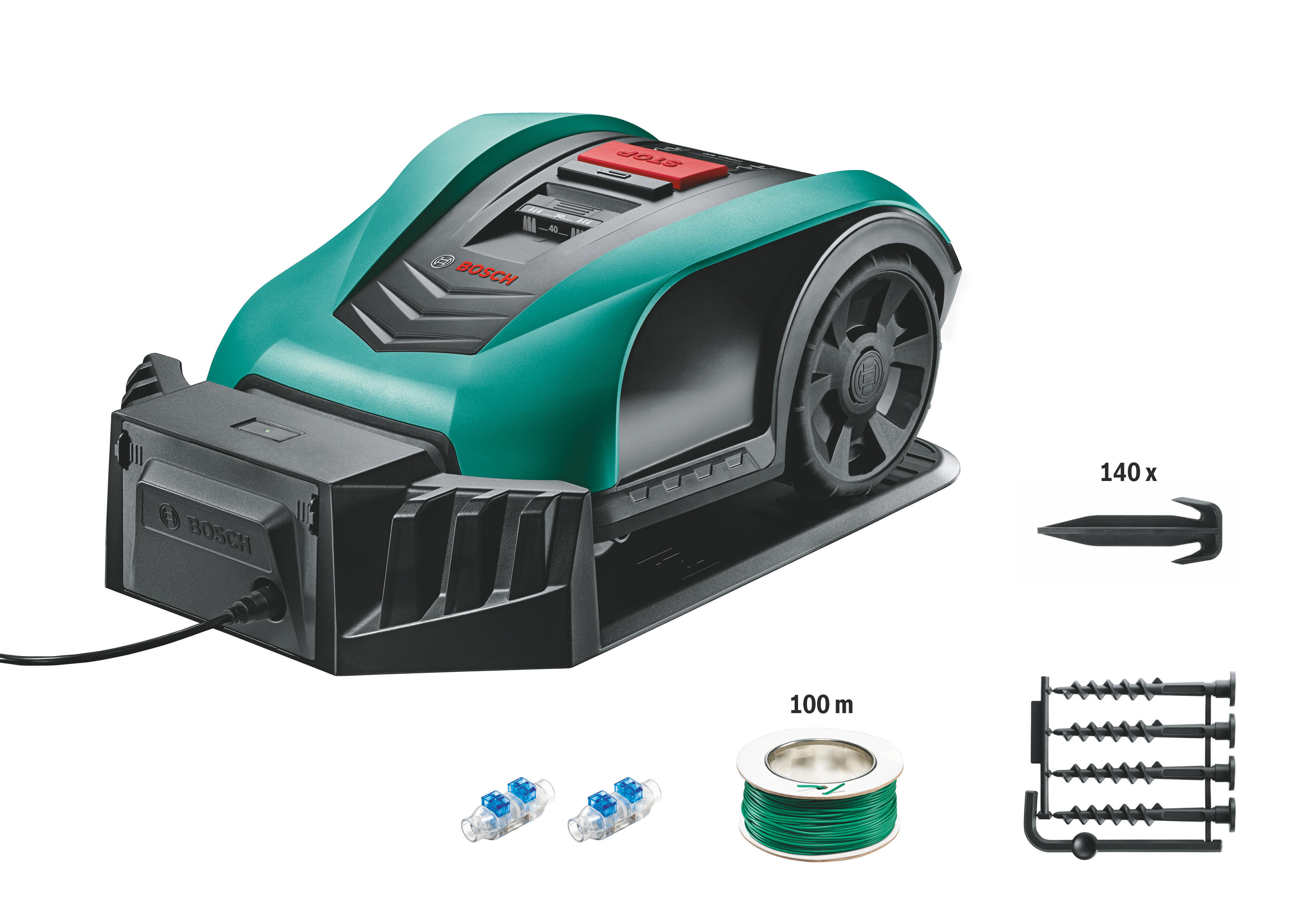 BOSCH Mähroboter Indego S+ 350, Rasenmähroboter, 350 m², Schnittbreite: 19 cm 