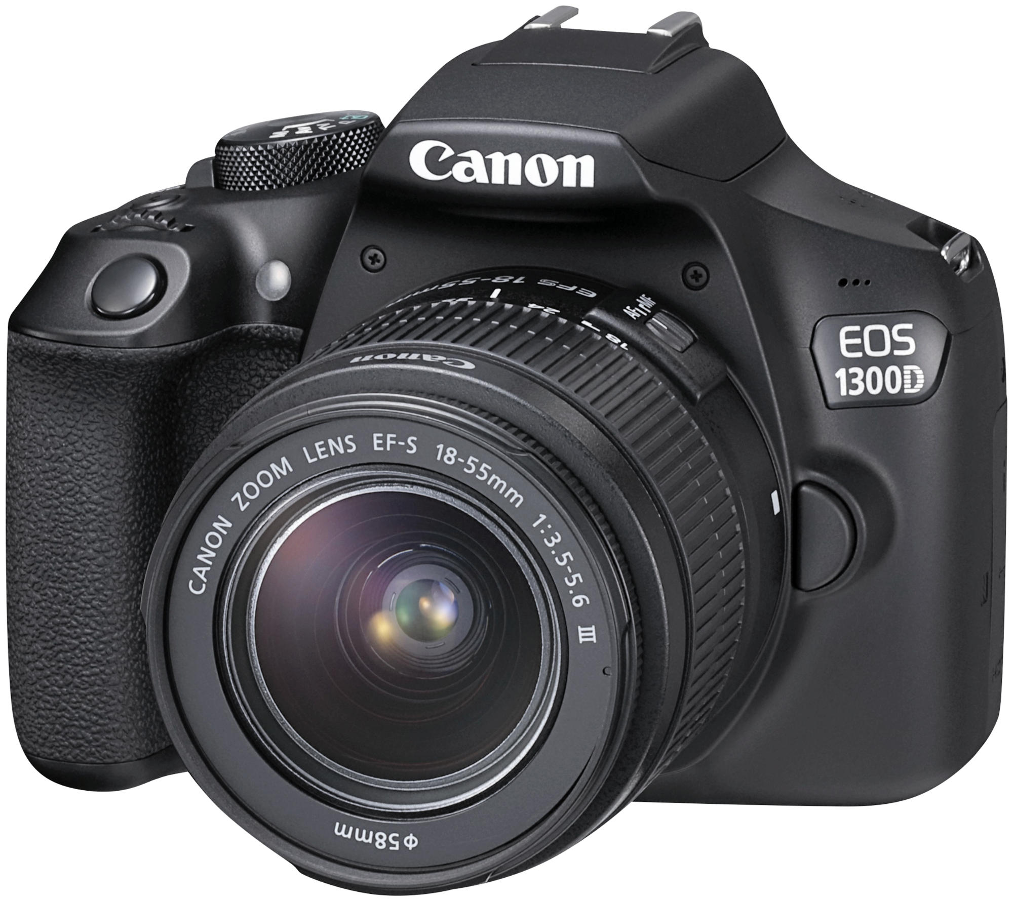 CANON EOS 1300D Spiegelreflexkamera, 18 Megapixel, 18-55 mm, 50 mm Objektiv (DC, STM), Schwarz