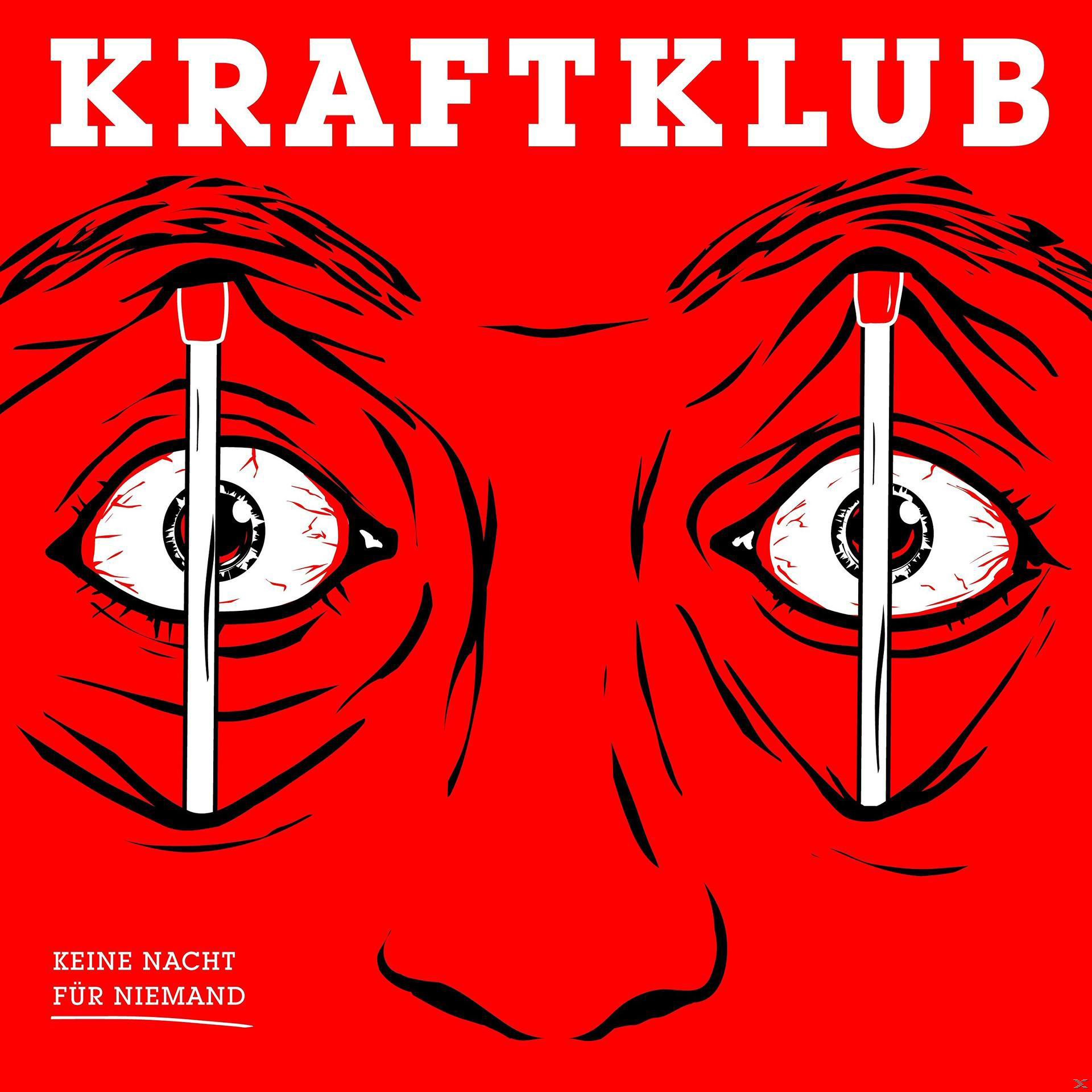 Albumcover: Roter Hintergrund, Nahaufnahme von Augen, weiße Linien, schwarze Umrisse, Bandname oben.