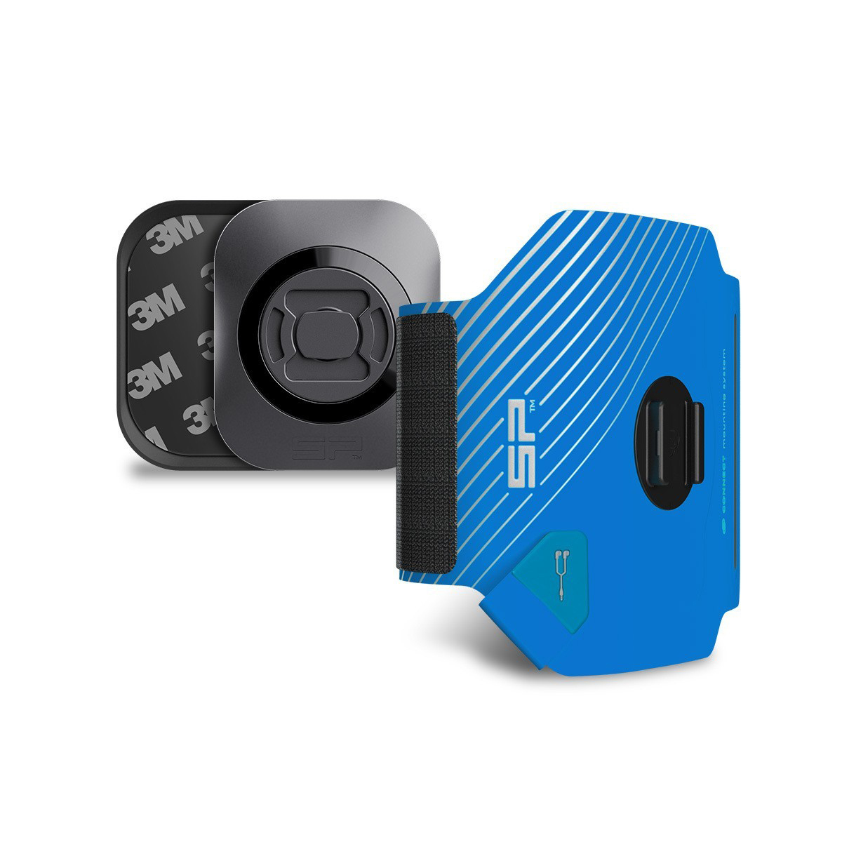 SP CONNECT Fitness Bundle Smartphone Befestigung, inklusive Blau/Schwarz Sportarmband Universal