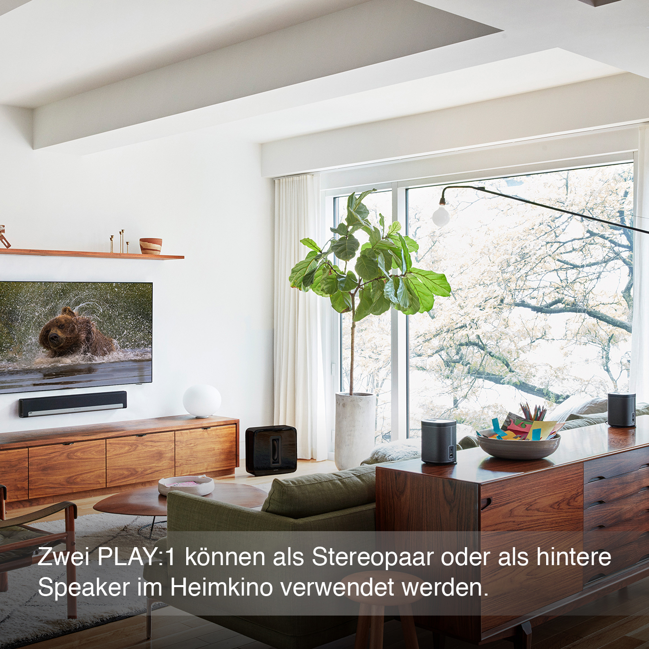 SONOS PLAY:1 Lautsprecher App-steuerbar, Schwarz
