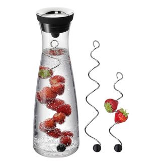 WMF 06.1770.9995 3-tlg. Wasserkaraffe inkl. Fruchtspieße Transparent/Silber/Schwarz