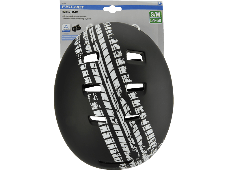 FISCHER 86716 Fahrradhelm BMX Track (Fahrradhelm, 54 cm - 58 cm, Schwarz)