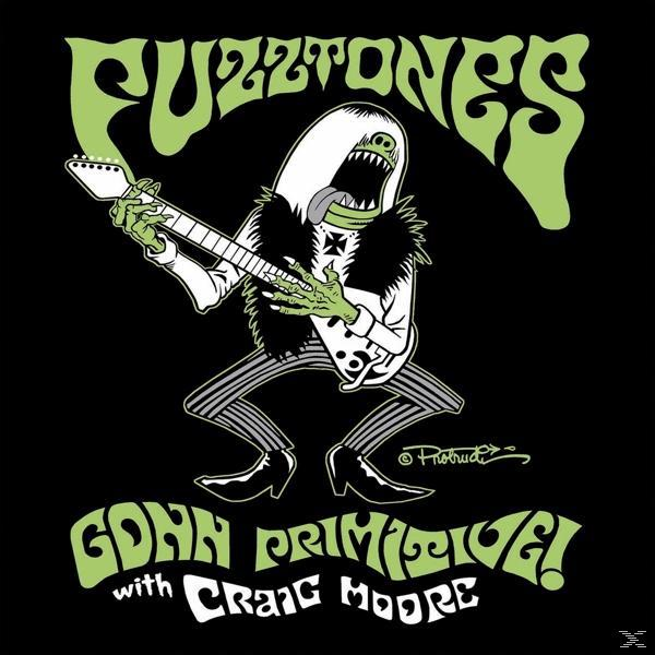 Cartoon-Bild eines Monsters, das Gitarre spielt, mit Text 'Fuzztones' und 'Gonn Primitive!'