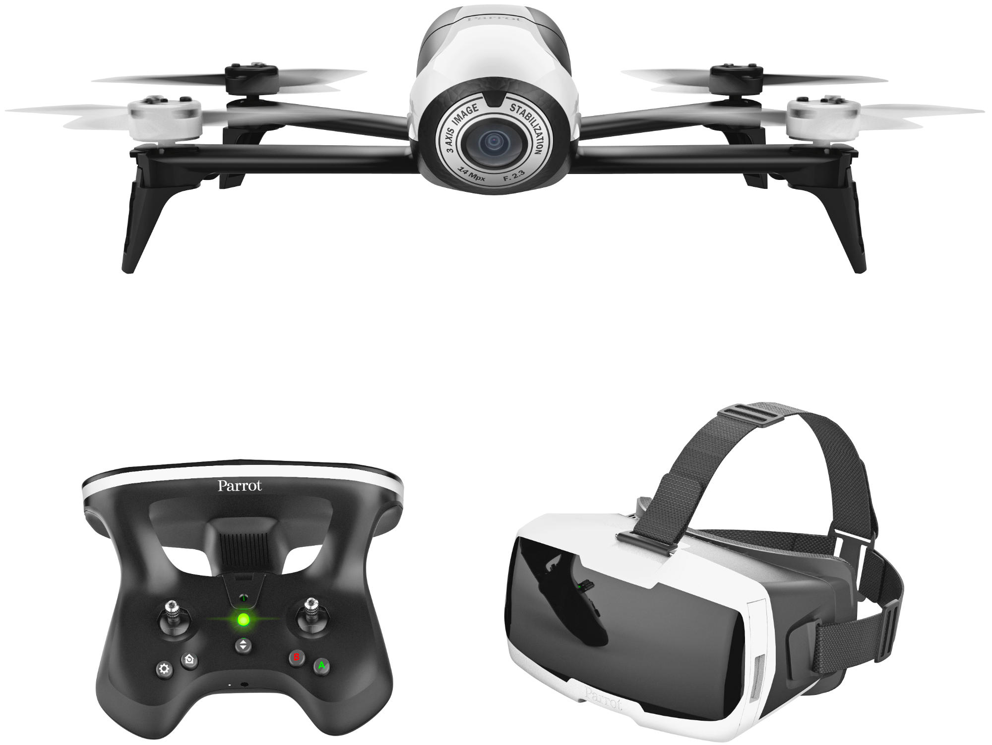 Dron - Parrot BEBOP2 FPV + Gafas Cockpitglasses, Cámara 14 Mpx., FullHD, 25 min