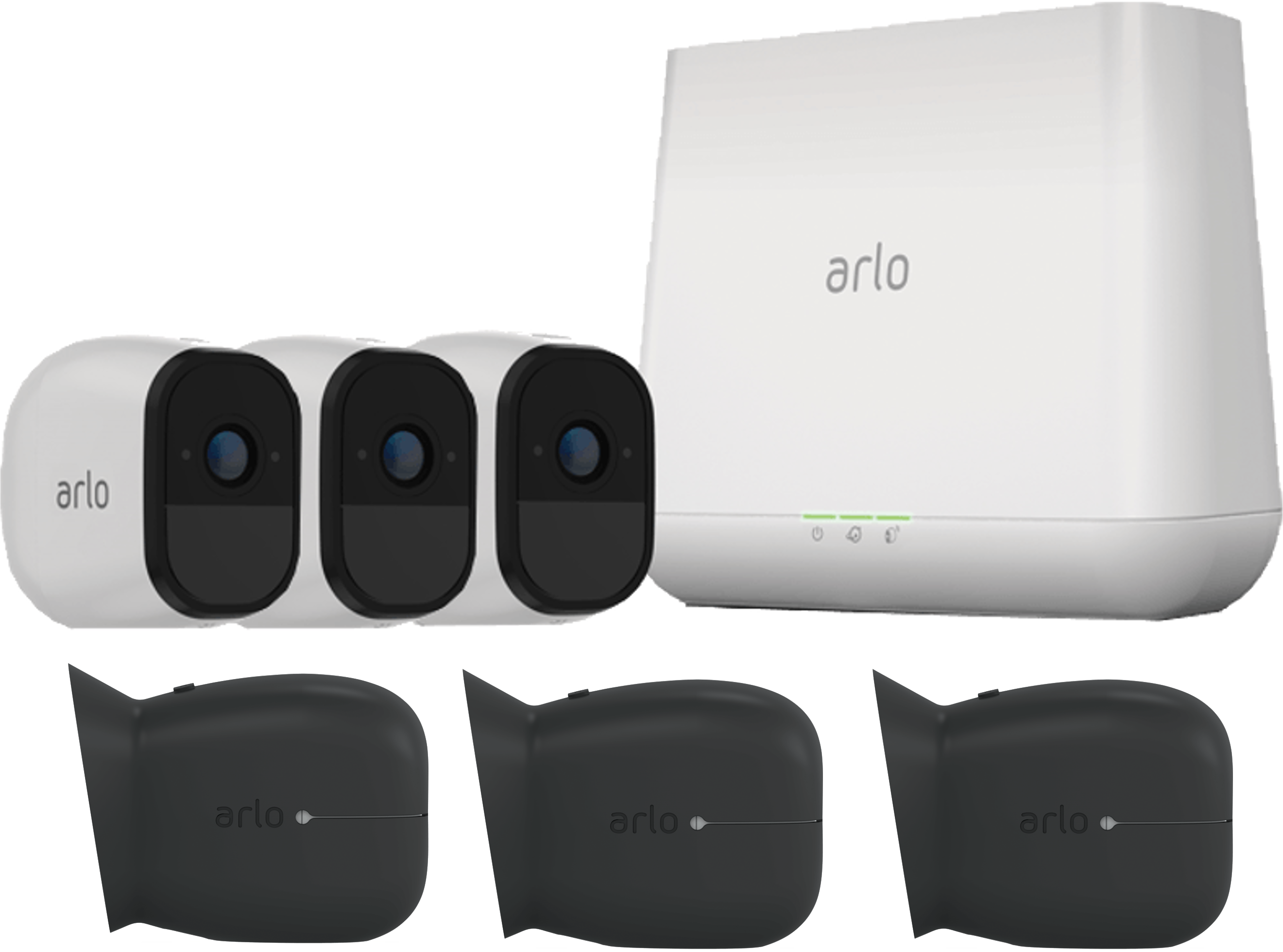 ARLO Sicherheitssystem Arlos Pro mit 3 HD-Kameras (VMS4330) + Arlo Pro Silikonbezüge (VMA4200B)